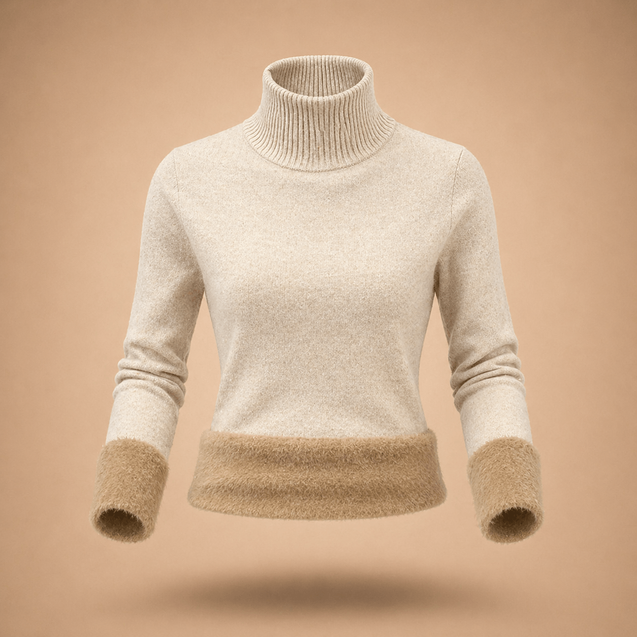 Velvet-Lined Turtleneck Sweater
